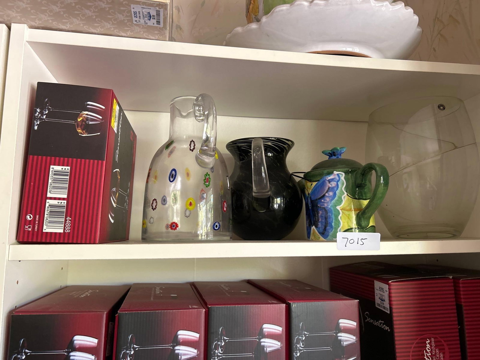 Art Glass Pitchers, Crystal Vase, Wine Glasses: Art Glass pitchers, crystal vase, wine glasses, and more