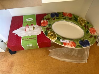 Large Serving Platter And Christmas Themed Deviled Egg Plate