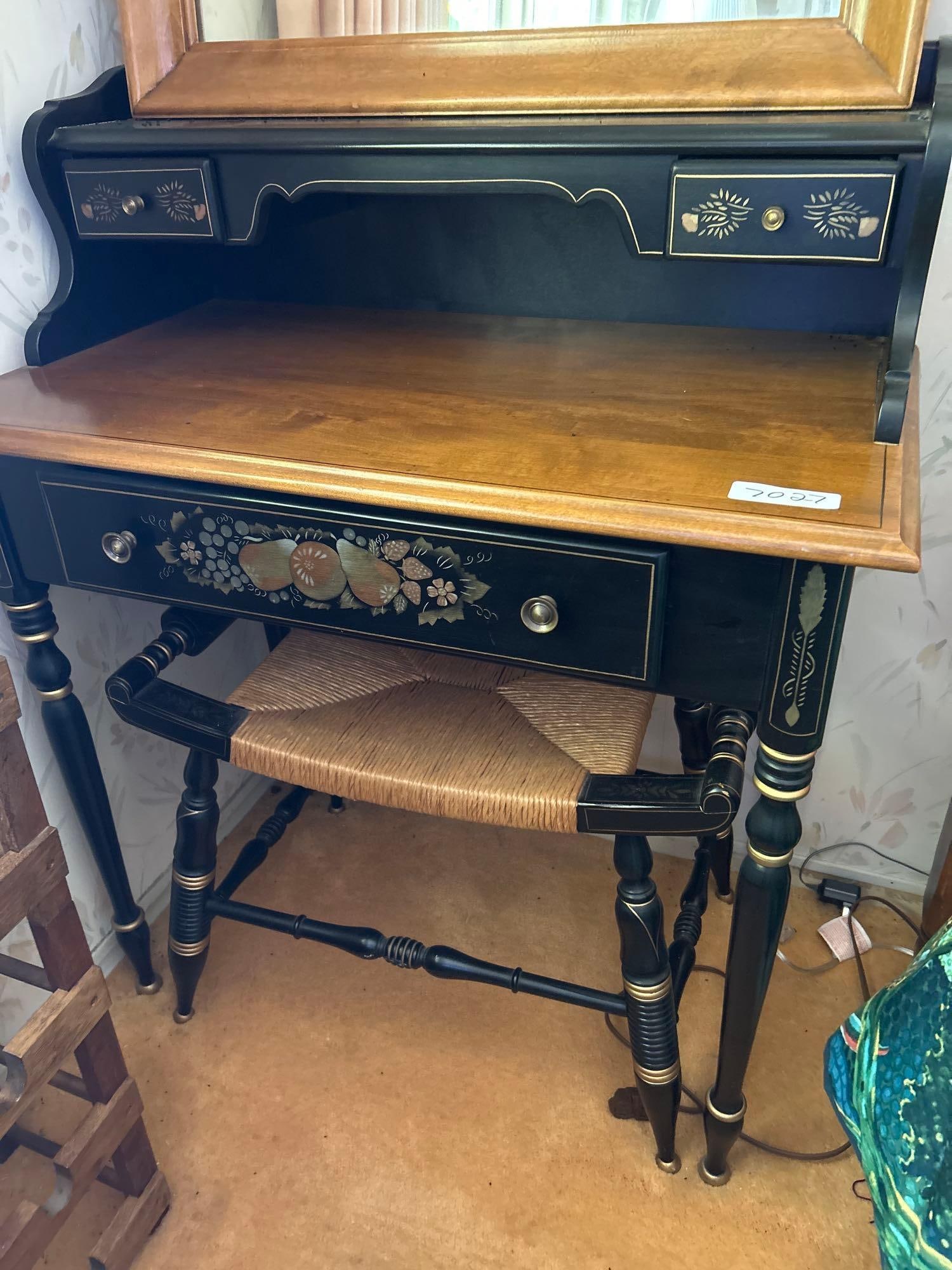 Hitchcock Furniture Style Desk And Chair: Hitchcock furniture style desk and chair. No shipping available for this lot. Local pickup only.