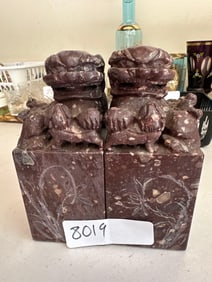 Pair Of Carved Soapstone Foo Lions