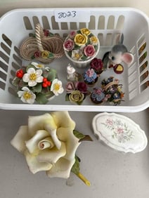 Porcelain Flowers And Collectibles, Including Capodimonte, Dresden, Aynsely
