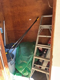 Two Push Brooms, 6 Ft Ladder, Led Light Bulbs
