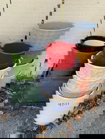 13 Ceramic Pots And 2 Glass Pots
