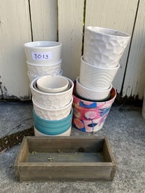 15 Ceramic, Wood, & Plastic Garden Pots