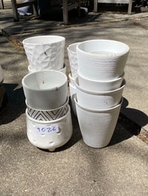 15 White Ceramic Pots