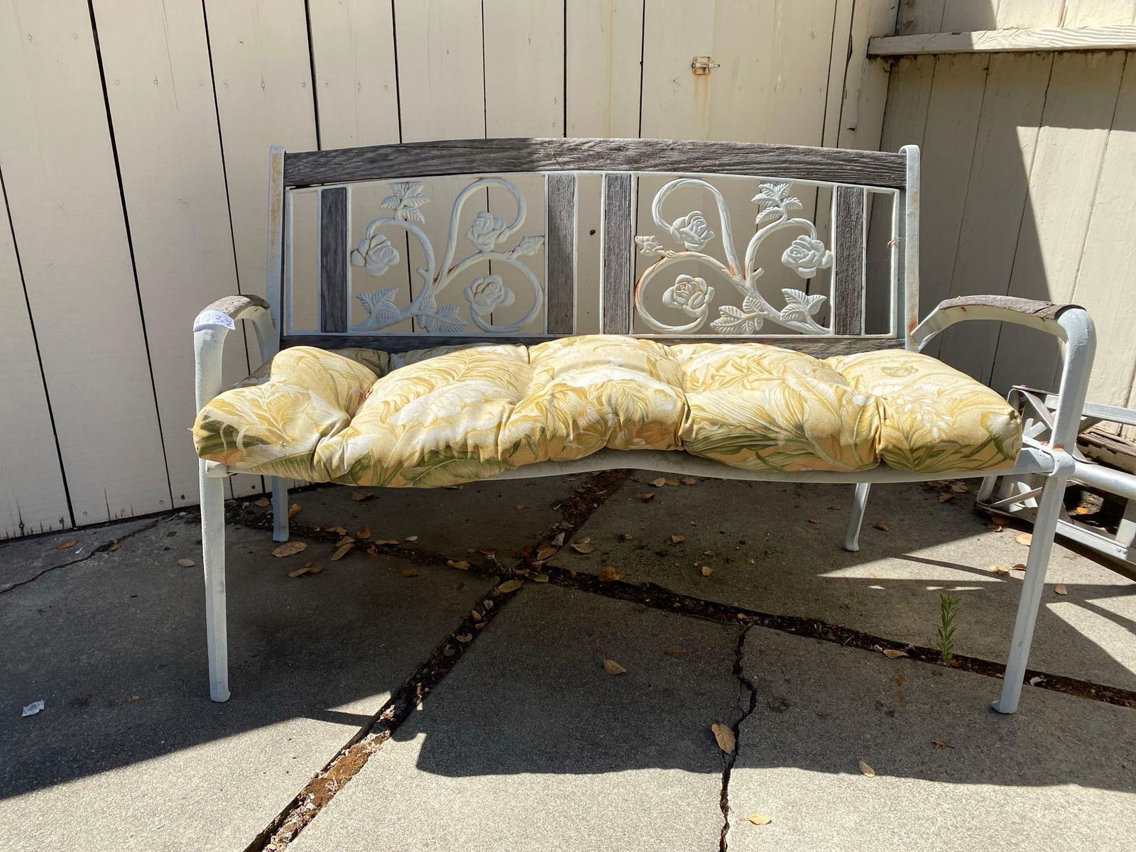 Wood & Metal Outdoor Bench (1 of 4)