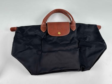 Longchamp Leather & Canvas Tote Bag