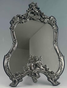 Art Nouveau Style Sterling Silver Overlay Fairy Mirror