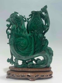 Chinese Carved Malachite Phoenix Bird