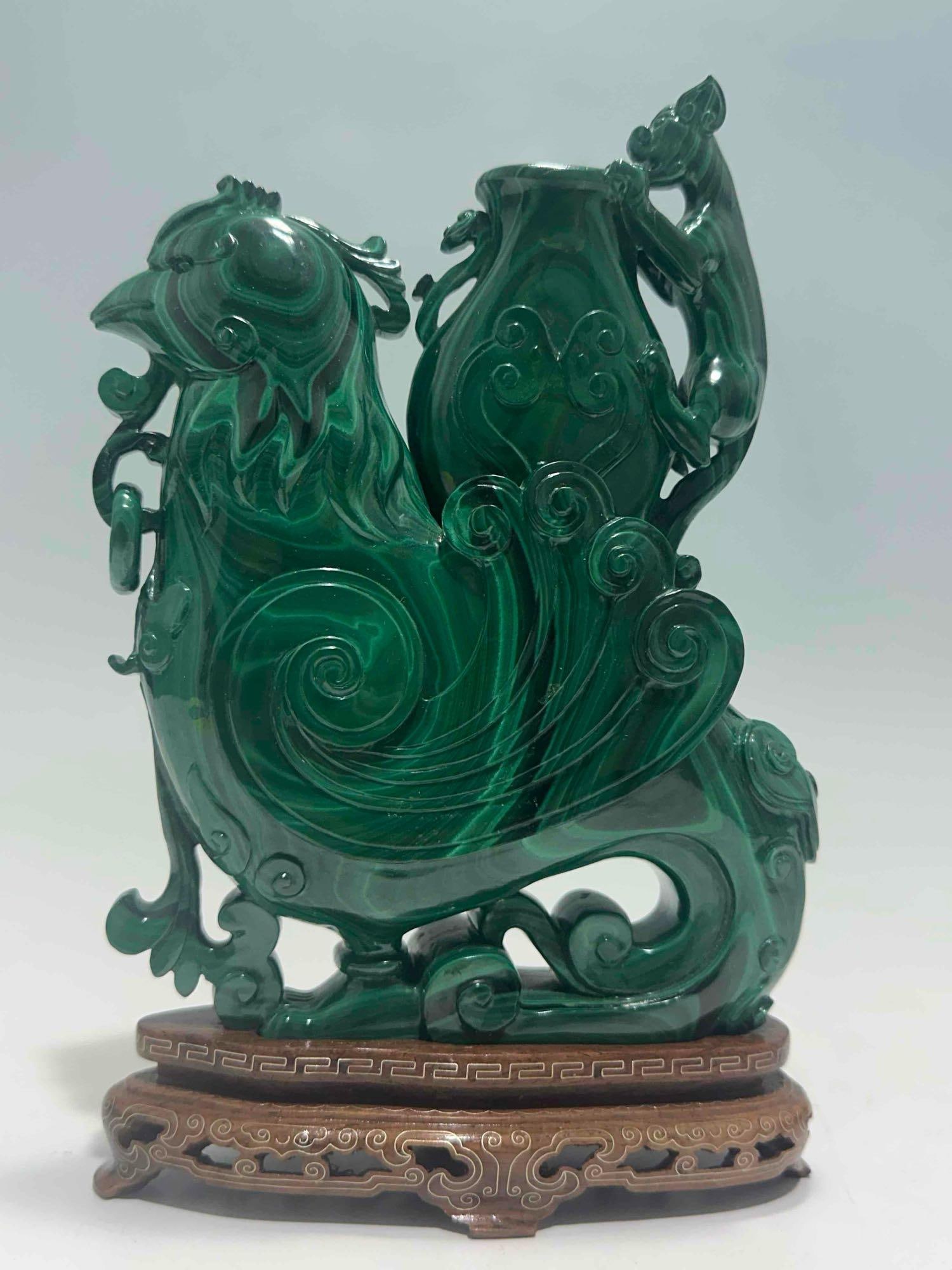 Chinese Carved Malachite Phoenix Bird (1 of 6)