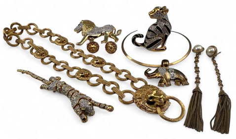 Designer Costume Jewelry, Including D'Orlan, Many Lion & Tiger Themed Pieces
