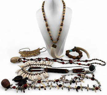 Tribal & Ethnic Jewelry Including Monkey Skull: Tribal & Ethnic Jewelry Including Monkey Skull. Monkey skull necklace length approximately 32.0in. Skull approximately 2.17L x 1.4W in.