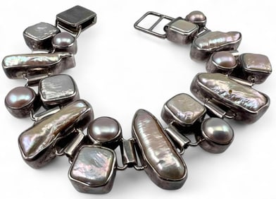 Sterling Silver Baroque Pearl Bracelet