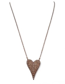 14K Rose Gold Diamond Heart Necklace