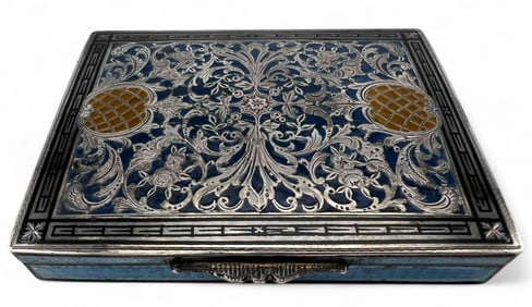 Austrian Sterling Silver Plique Du Jour Guilloche Box