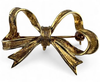 14K Gold Bow Brooch