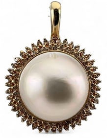 14K Mabe Pearl Diamond Pendant