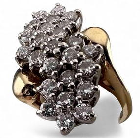 14K Diamond Cluster Ring