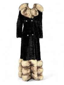 Vintage Mink & Silver Fox Fur Coat