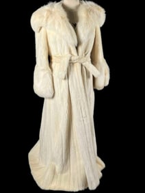 White Full Length Fox & Mink Fur Coat, Ca. 1960's