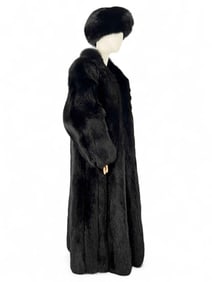 Koslow's Full Length Black Fox Fur Coat & Hat