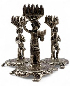 Three Sterling Silver Cherub Musician Place Card Holders