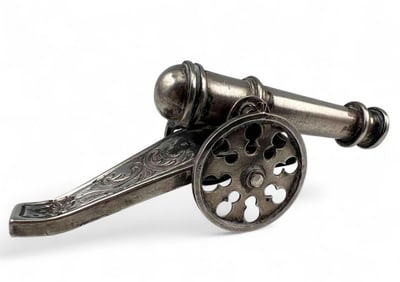 Silver Miniature Cannon Model