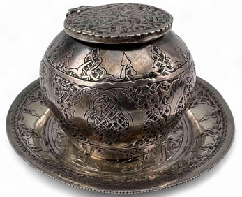 Persian Sterling Silver Jar & Plate