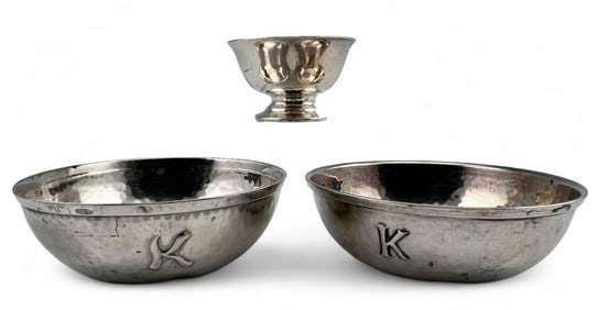 Clemens Friedell, Three Hand Hammered Sterling Silver Bowls