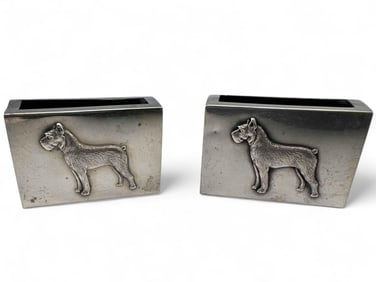 Pair Sterling Silver Airedale Terrier Matchbox Covers
