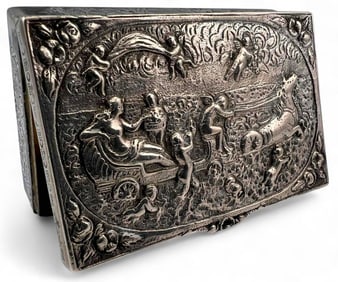 Silver Snuff Box With Classical Scene, Amphitrite In Her Chariot
