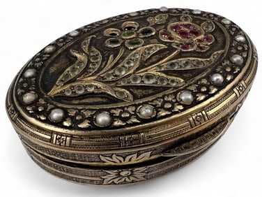Antique Gem Set Silver Box
