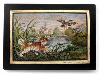 Italian Micromosaic Silver Gilt Mounted Hardstone Snuff Box