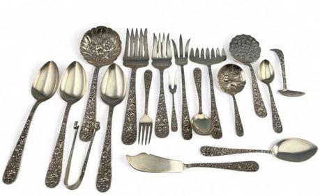 S. Kirk & Son "Repousse" Pattern Sterling Silver Flatware & Serving Pieces