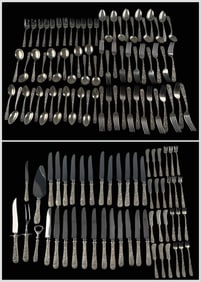 S. Kirk & Son "Repousse" Pattern Sterling Silver Flatware Service For Twelve