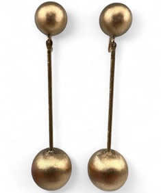 14K Mid Century Modern Ball Earrings