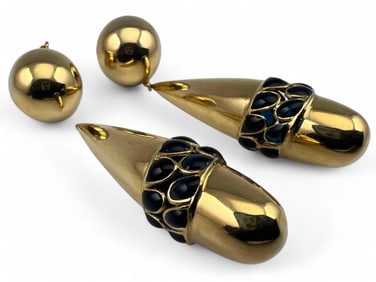 Italian 18K Enamel Drop Earrings
