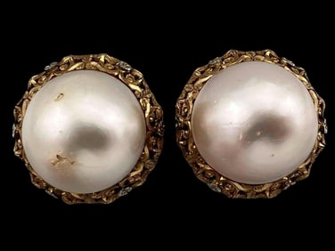 18K Mabe Pearl Earrings