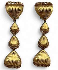 Italian Mid Century 18K Gold Earrings