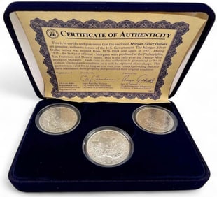 Three 1921 Morgan Silver Dollars