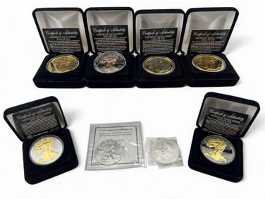24K Gold Clad American Eagle Silver Dollar 1oz Silver Bullion Coins & Walking Liberty Silver Dollars