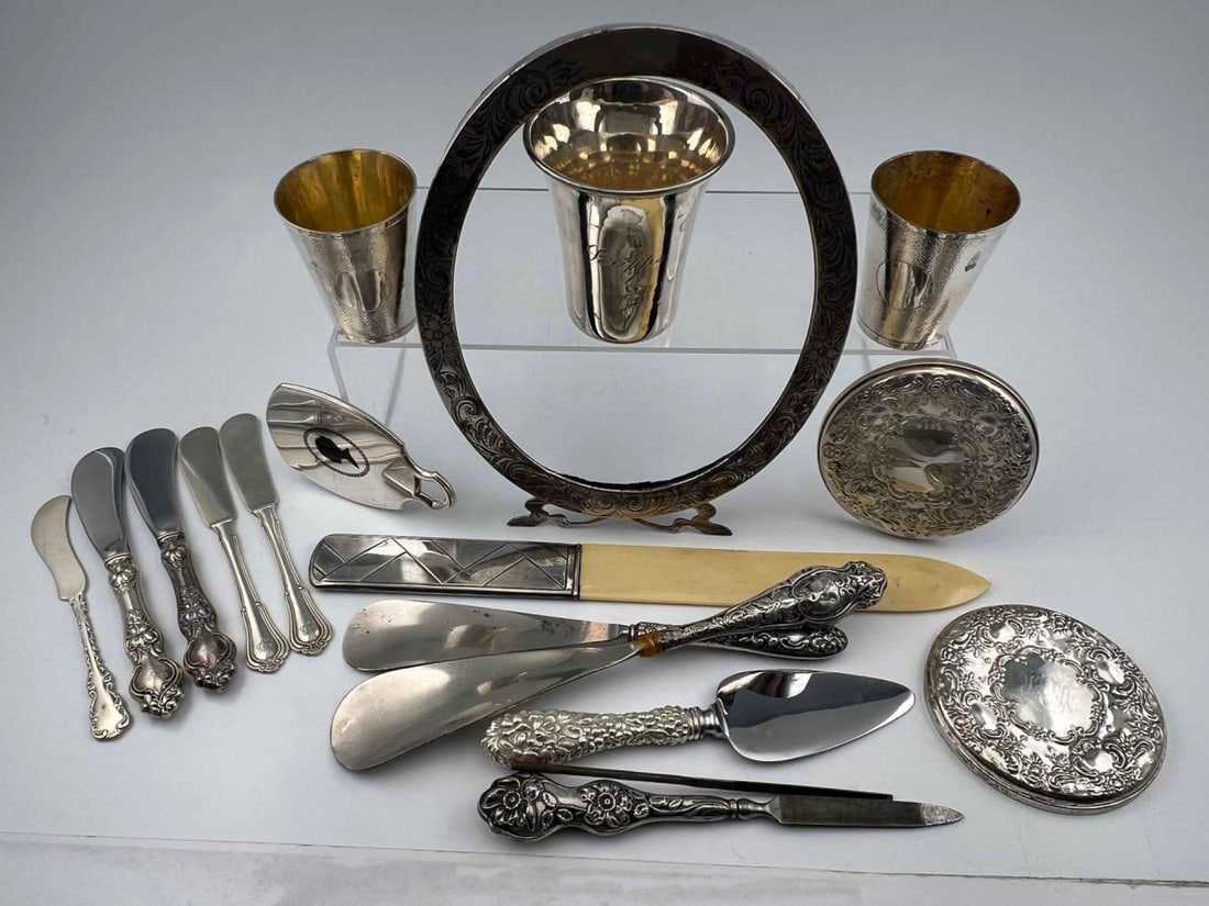 Sterling Silver Picture Frame, Vanity Items, And Tableware (1 of 20)