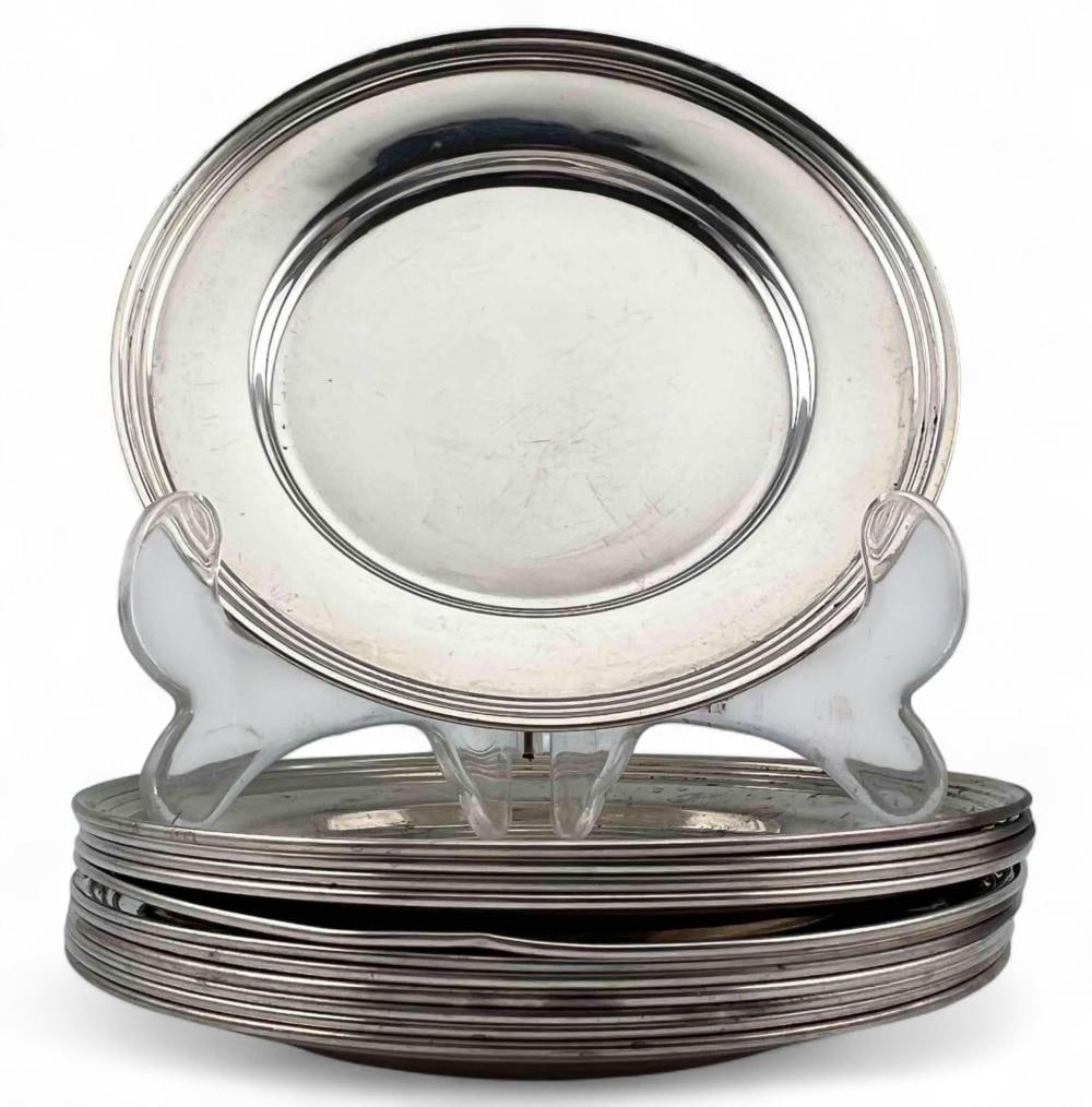 Set Of Twelve Sterling Silver Bread Plates (1 of 7)