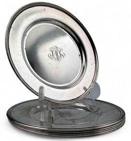 Six Sterling Silver Dessert Plates