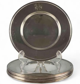 Set Of Eight Sterling Silver Dessert Plates