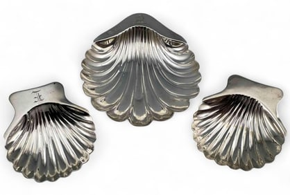 Three Sterling Silver Shell Form Bowls