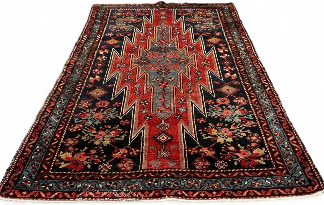 Older Hand Knotted Persian Rug: Older Hand Knotted Persian Rug. Approximately 4.9L x 3.4W ft. (59.0L x 41.0W inches).