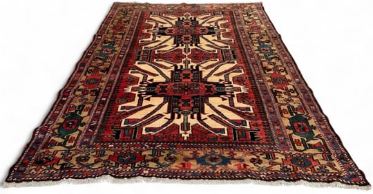 Hand Knotted Persian Rug, Decorated With Two Medallions