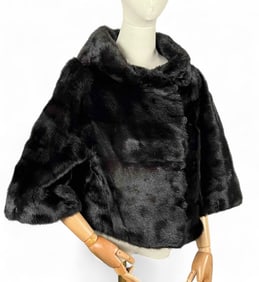 1960's Black Mink Cropped Fur Coat