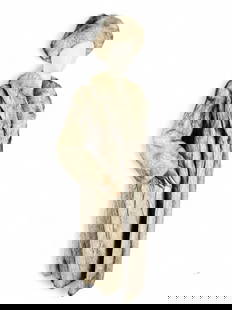 Silver Fox Fur Coat & Hat: Silver Fox Fur Coat & Hat. Total length approximately 48 inches. Chest Approximately 39 inches. Sleeve length approximately 20 inches. Hat approximately 11.5 inches wide. Please note that professional